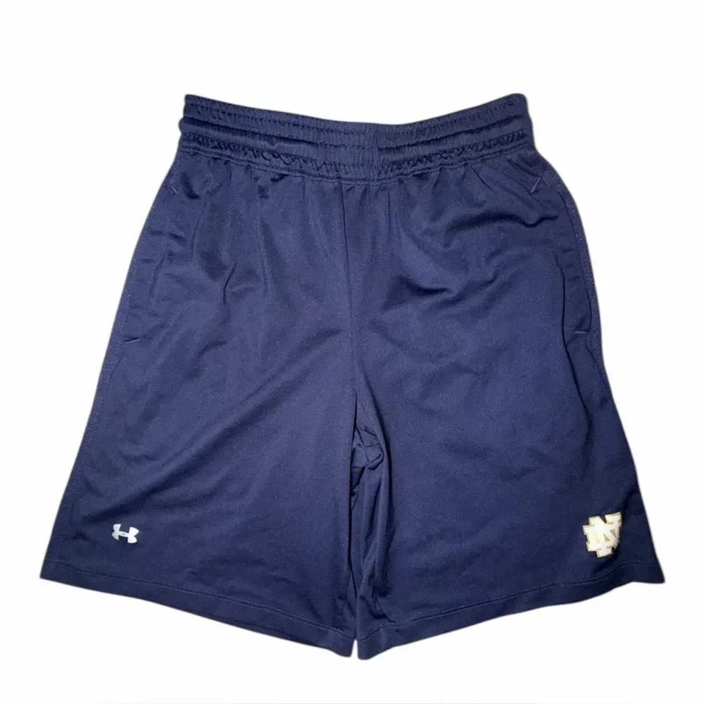 Under Armour Boys Shorts Youth Medium YMD Navy Blue Notre Dame Fighting Irish UA